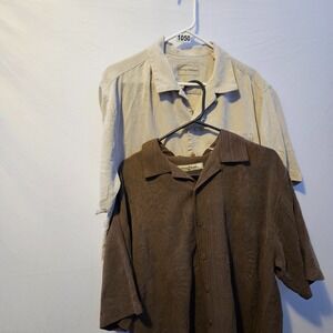 2 Tommy Bahama Shirts Mens Large 100% Silk Short Sleeve Button Front Casual